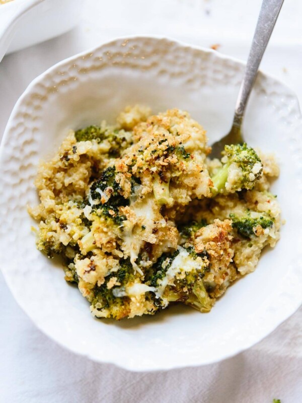 Broccoli casserole, made better with roasted broccoli, cheddar cheese, quinoa and whole grain breadcrumbs. - cookieandkate.com