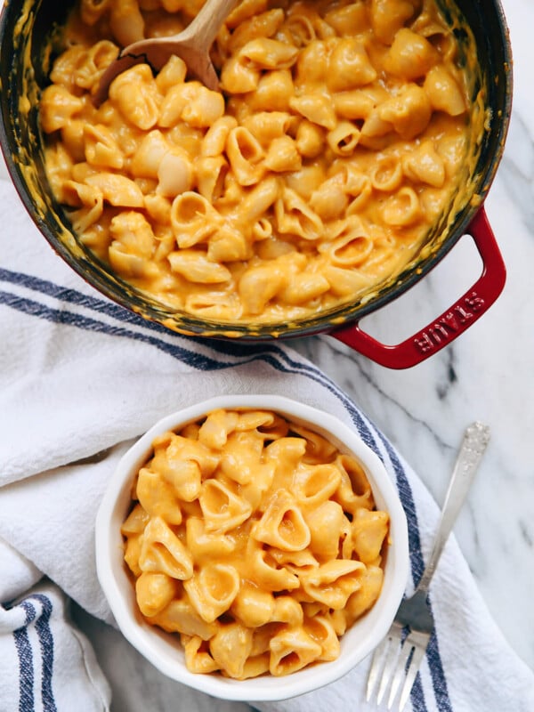 butternut squash mac and cheese overhead