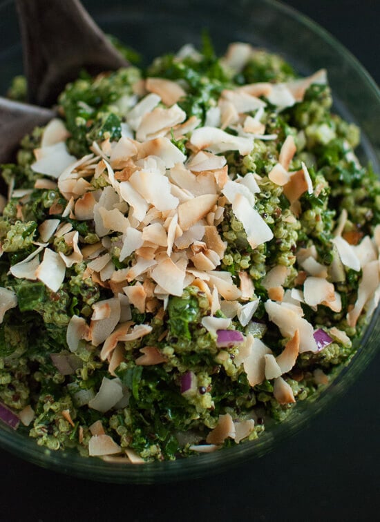 coconut quinoa with kale and cilantro-cashew pesto - cookieandkate.com