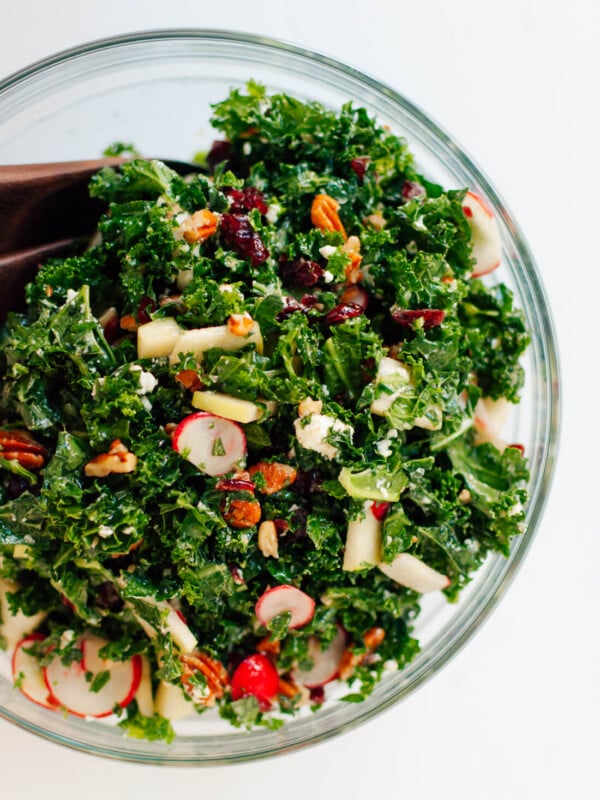 Kale Salad with Apple, Goat Cheese and Pecans