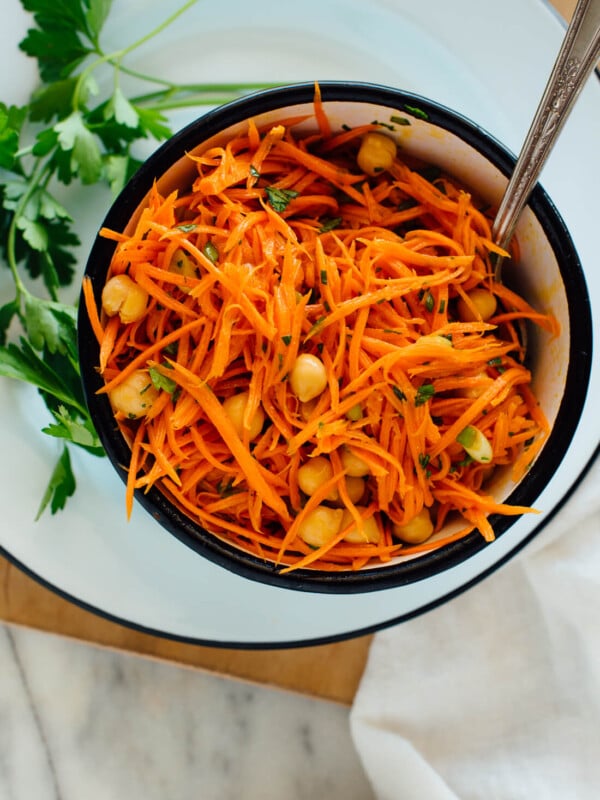 French carrot salad with optional chickpeas