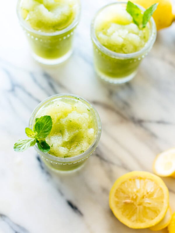 This frozen mint lemonade recipe is super refreshing and easy to make! cookieandkate.com