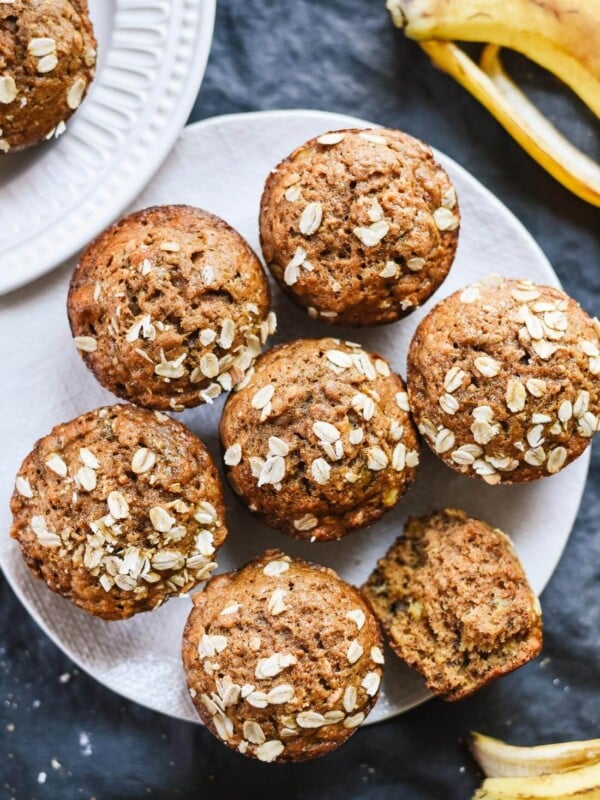 Healthy banana muffins recipe (whole grains, naturally sweetened and so good!) - cookieandkate.com