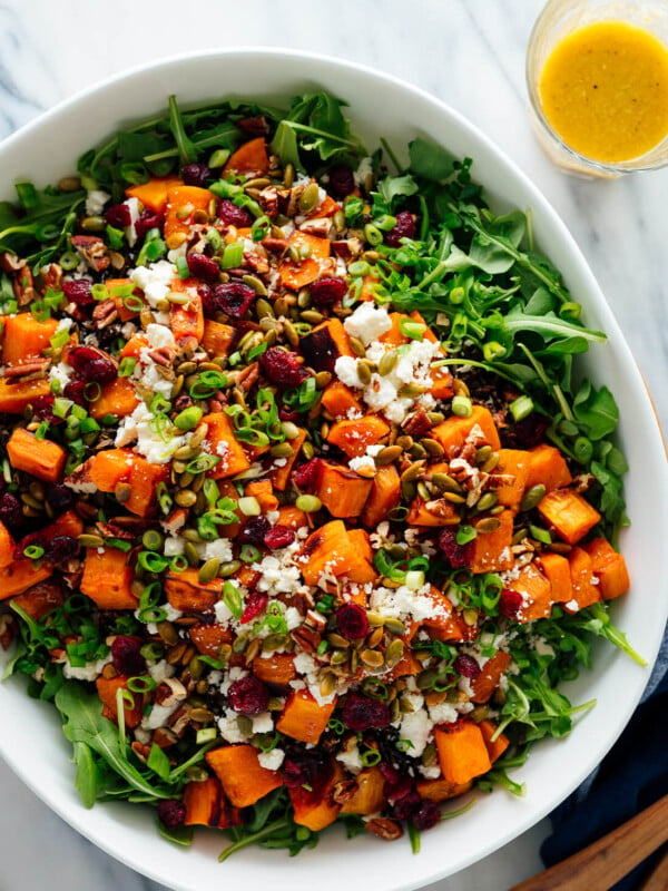 hearty sweet potato, arugula, wild rice salad with ginger dressing recipe