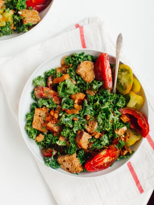 Heirloom BLT Kale Salad (with coconut bacon!)