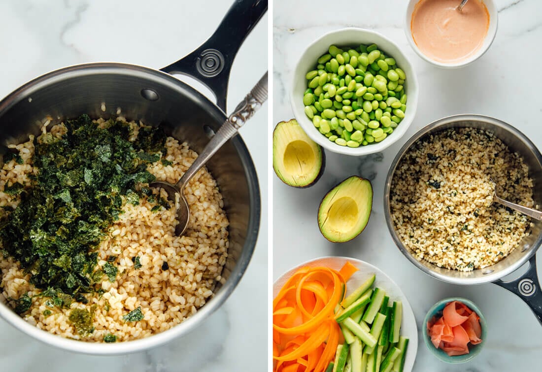 how to make vegetarian sushi bowls