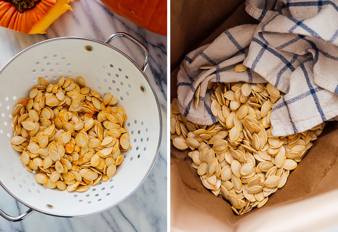 how to rinse and dry pumpkin seeds