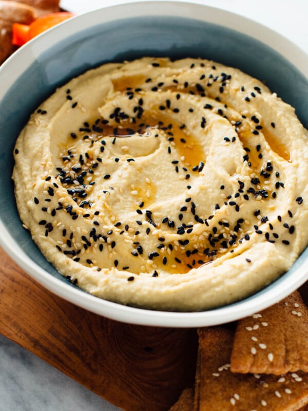 Ultra creamy hummus recipe with toasted sesame oil for extra sesame flavor!