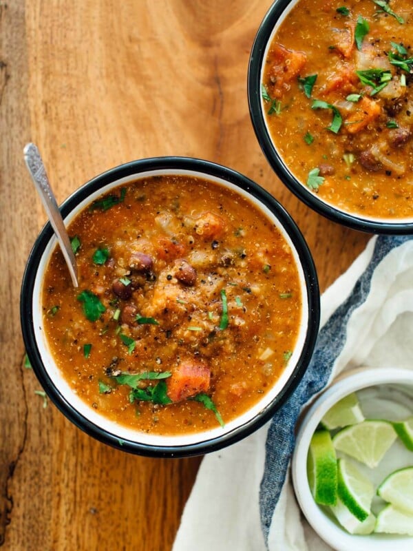 This hearty vegan quinoa soup will fill you up but won't weigh you down!