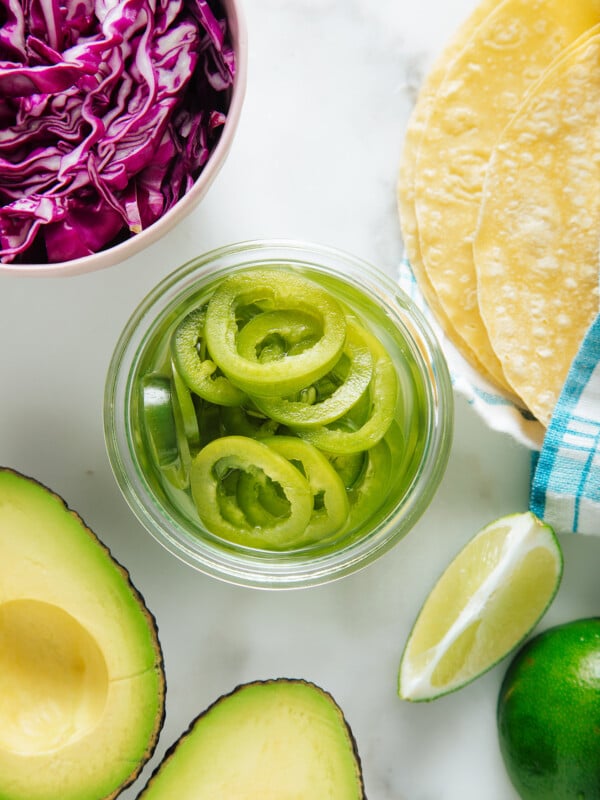 pickled jalapenos with taco ingredients