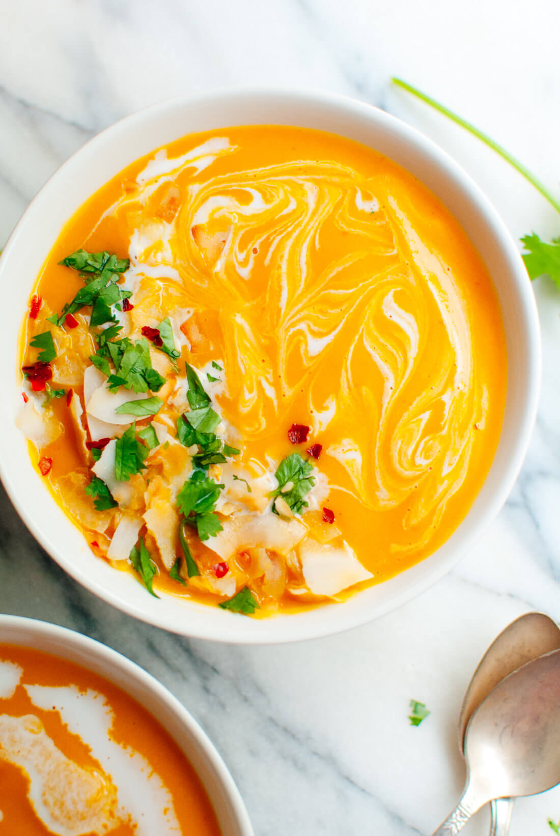 Creamy yet light Thai curried butternut squash soup