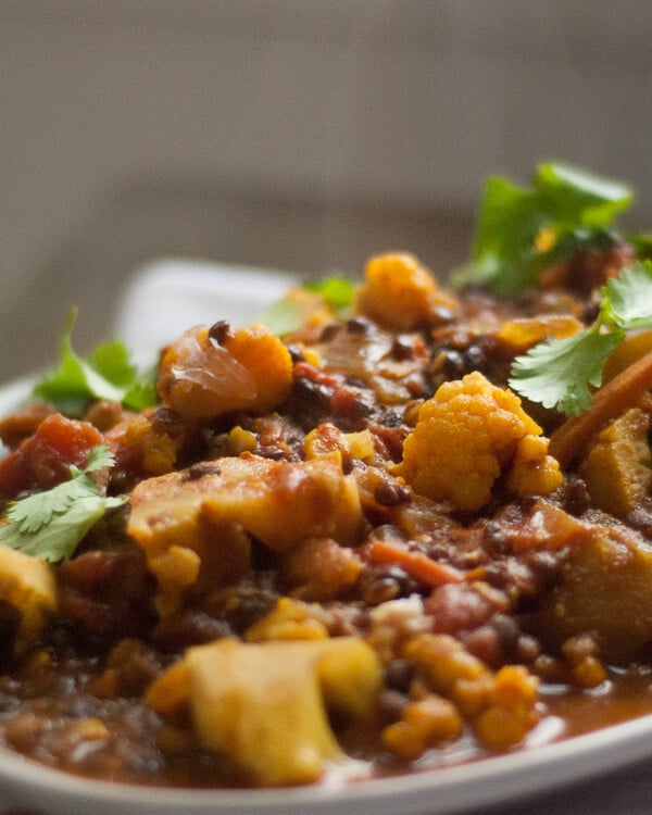 Indian-spiced tomato and lentil stew