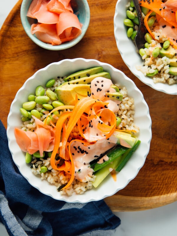 vegetarian sushi bowl close-up