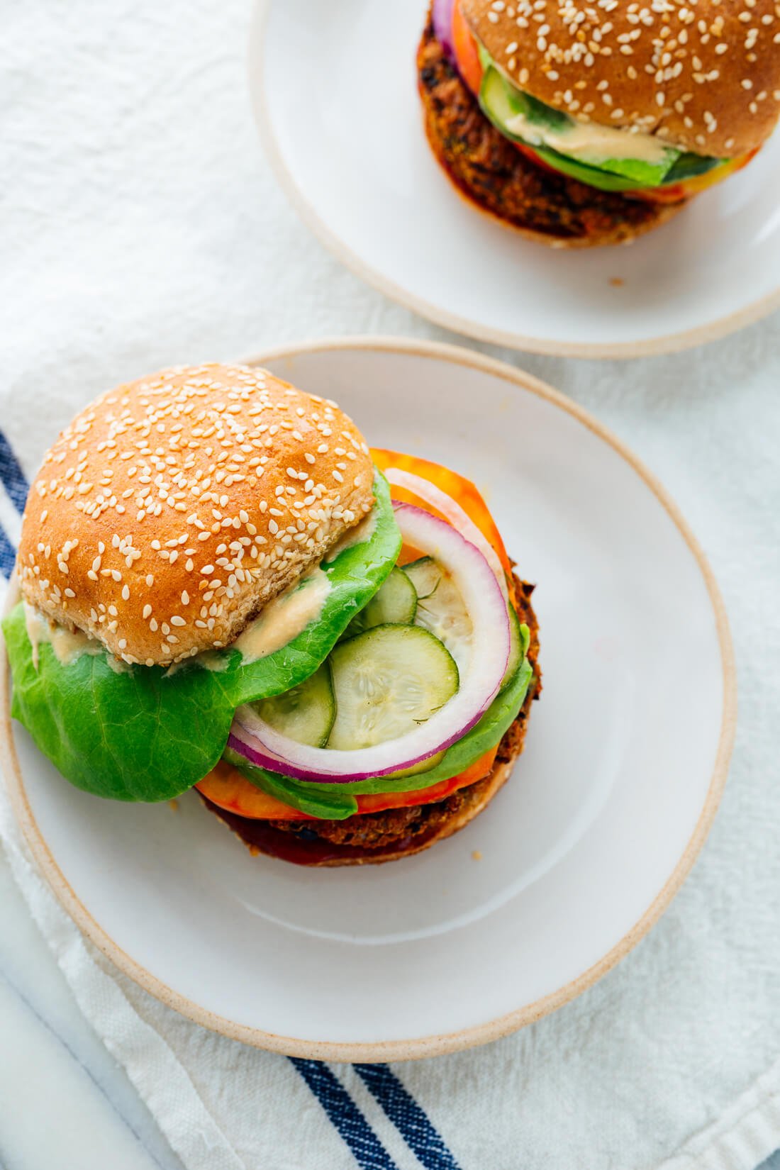 veggie burgers overhead