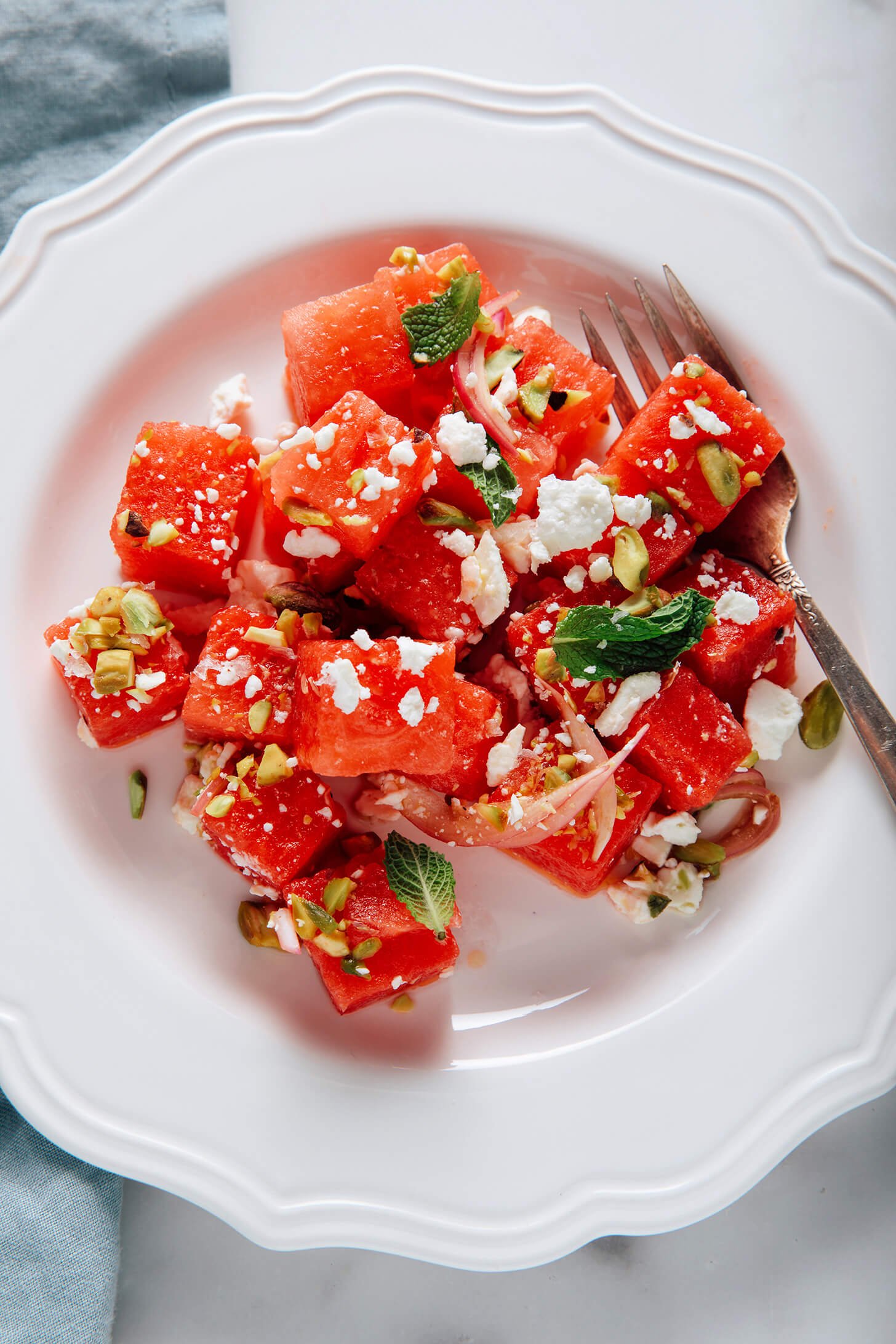 watermelon salad on plate