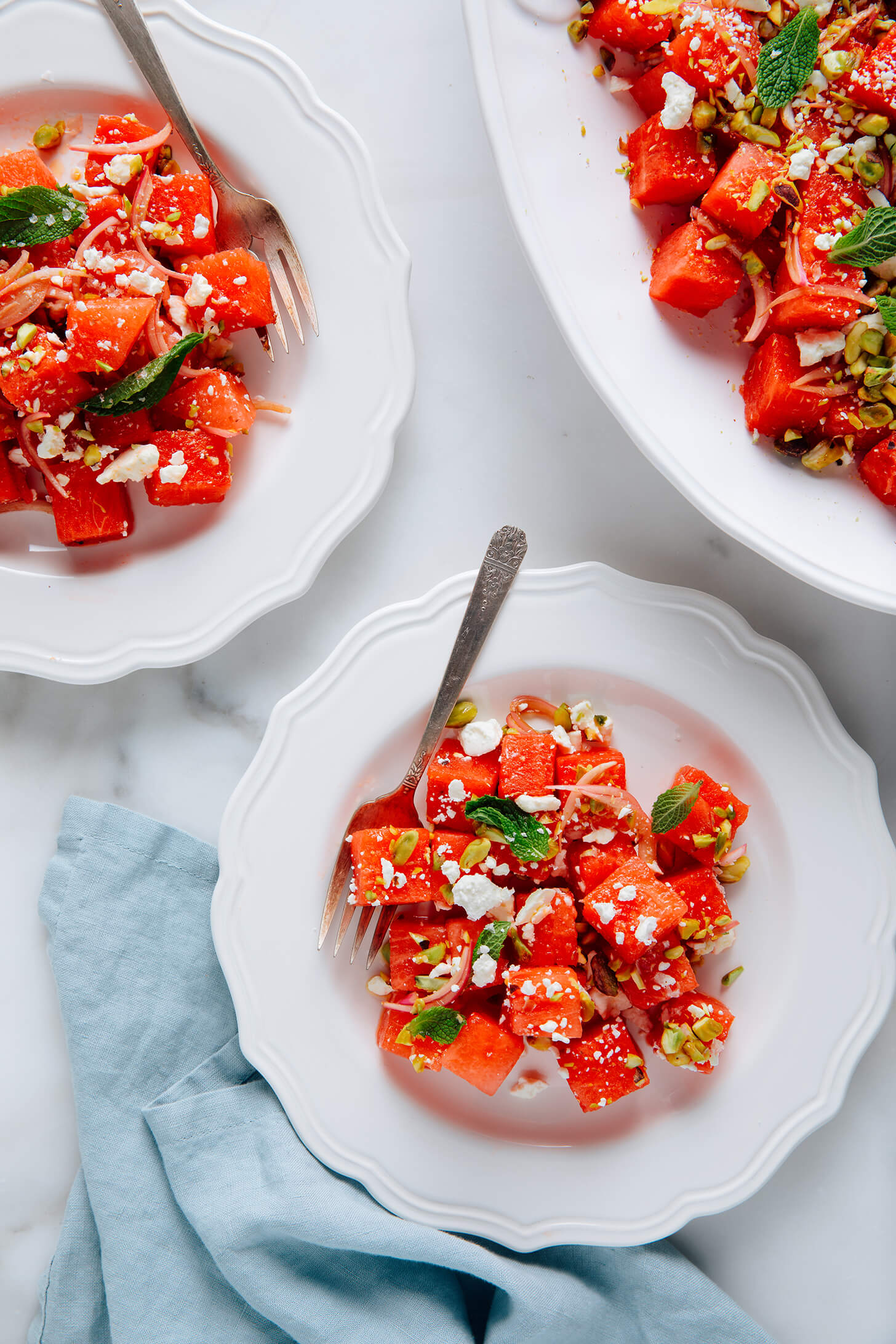 watermelon salad with feta and mint