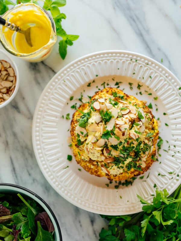 whole roasted cauliflower recipe with spiced yogurt