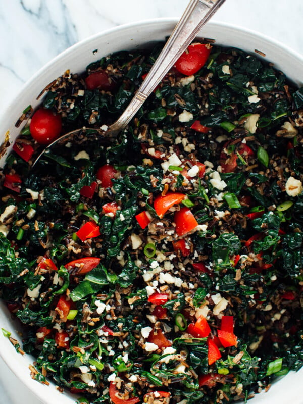 wild rice and kale salad recipe close-up